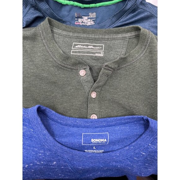 Bundle Of 3 Mens Thermal Henley Long Sleeves By Sonoma Eddie Bauer &Under Armour - Picture 6 of 6